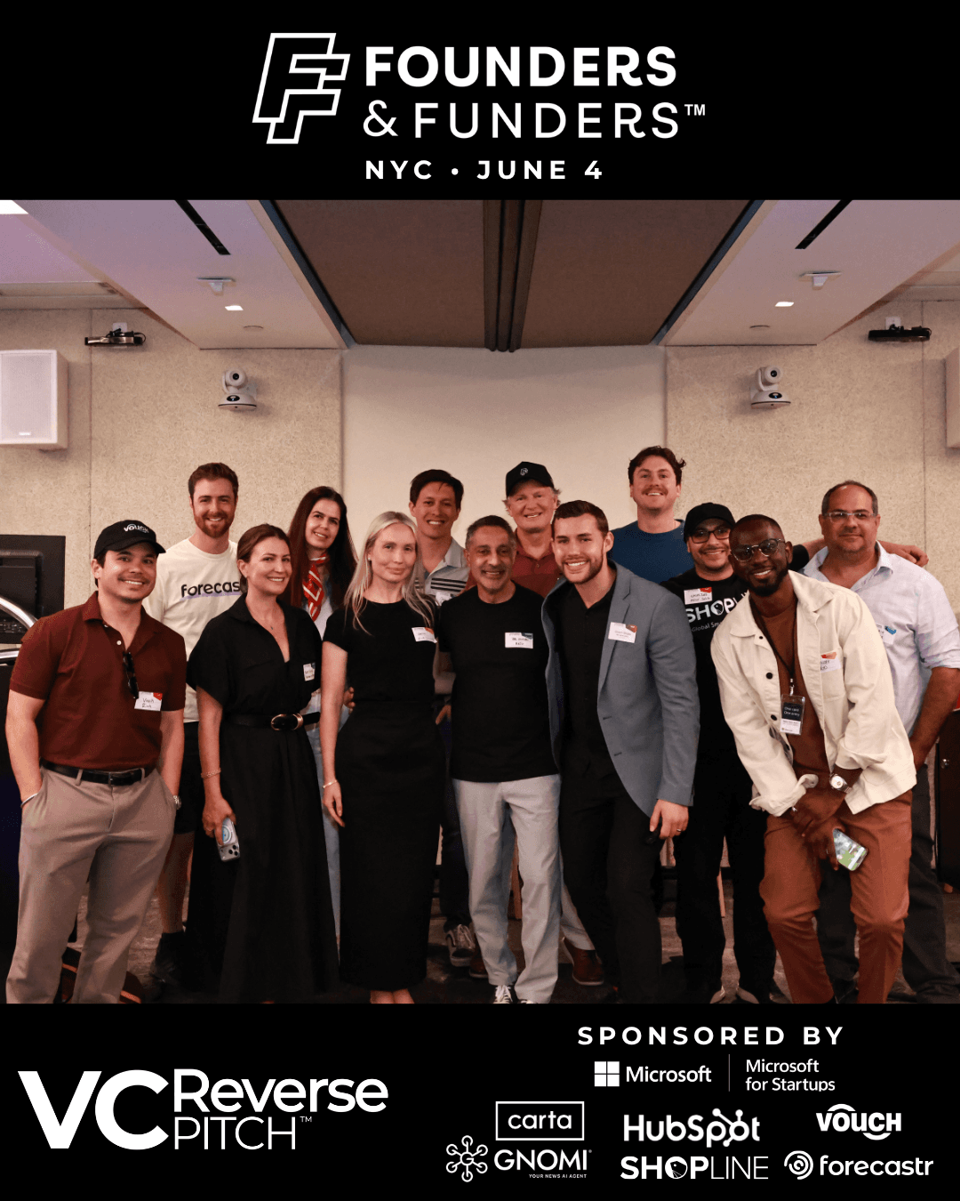 Founders and funders gathered for a group photo at an F&F event